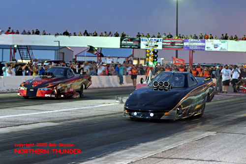(left lane) Ken Singleton - 
'High Risk' vs (right lane) Mitch Bowen - 'Northland Express